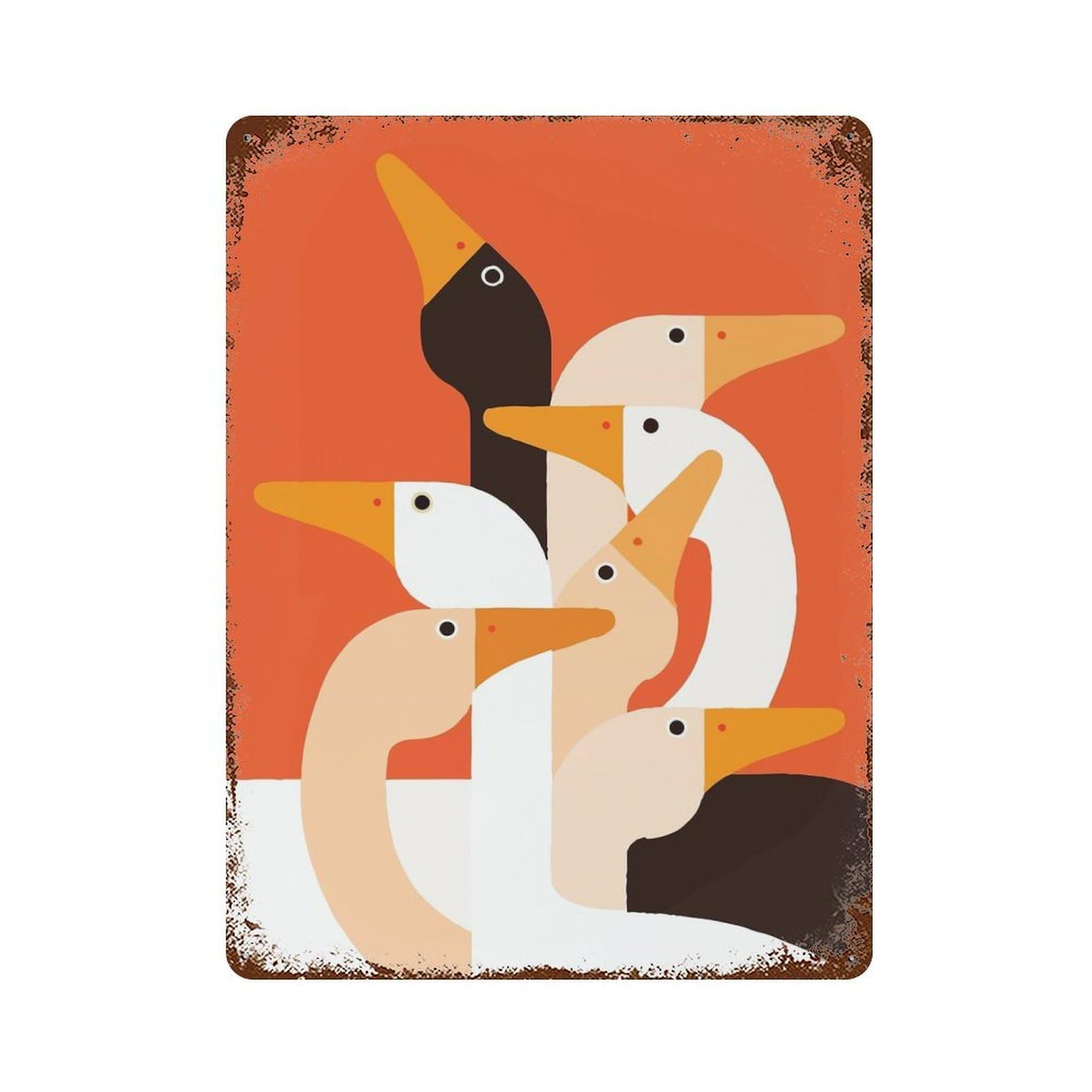 Family Swan Rusty Metal Tin Sign 15.7"x11.8", for Basement, Hobby Room And Garage Decor, Retro Wall Decor