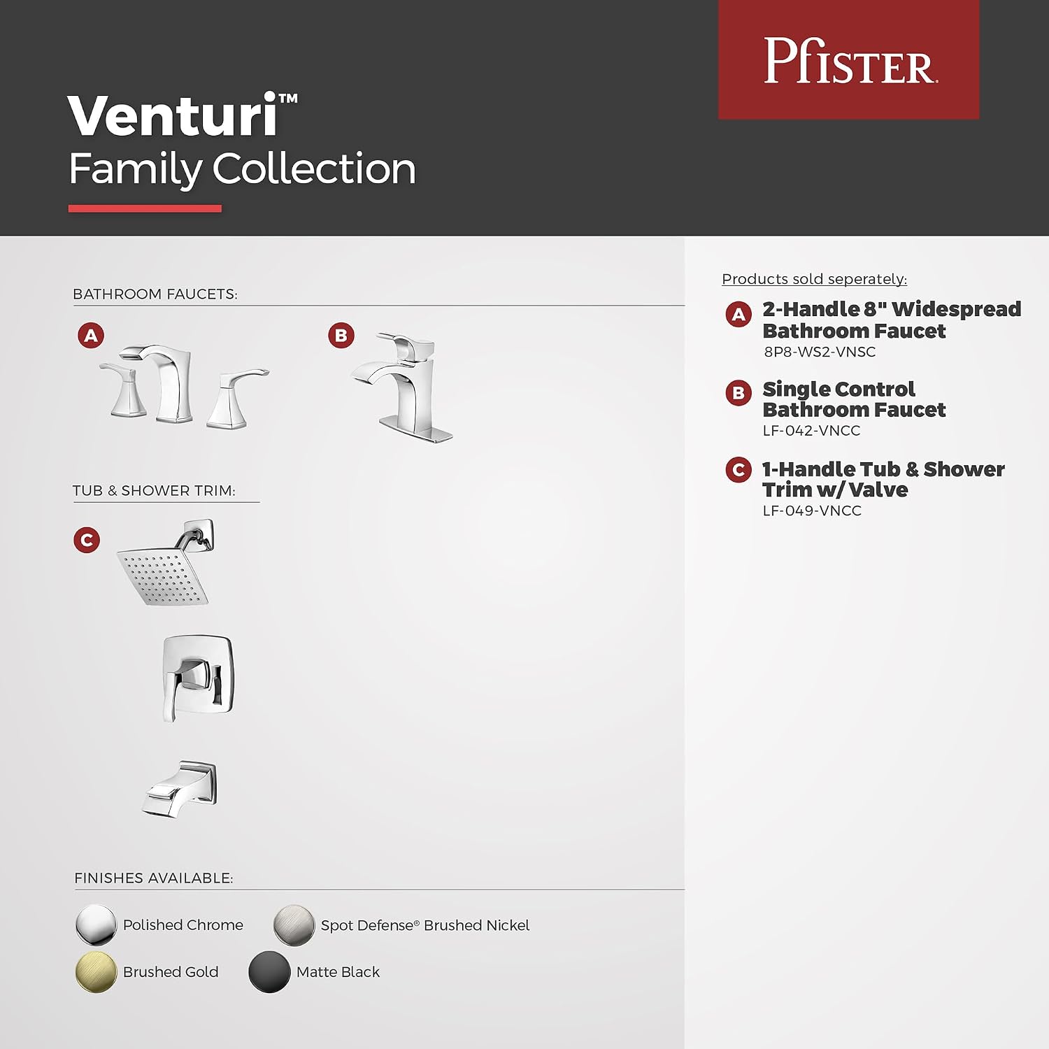 Pfister Venturi Tub & Shower Trim Kit, Valve and Cartridge Included, 1-Handle, Polished Chrome Finish, 8P8WS2VNSC