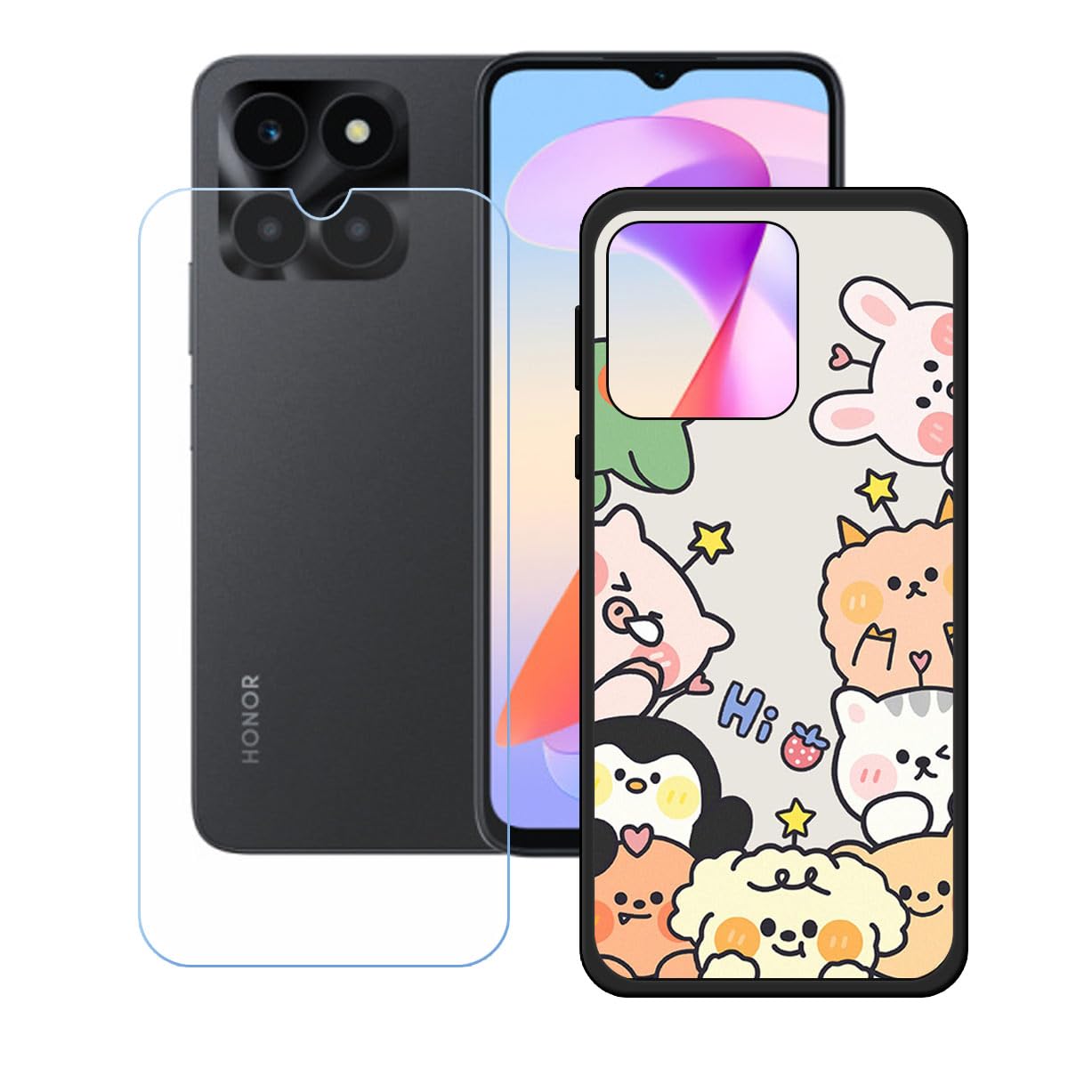 ZXLZKQ Cover per Honor X6a (6.56 ) Pellicola in Vetro Temperato, Ultra
