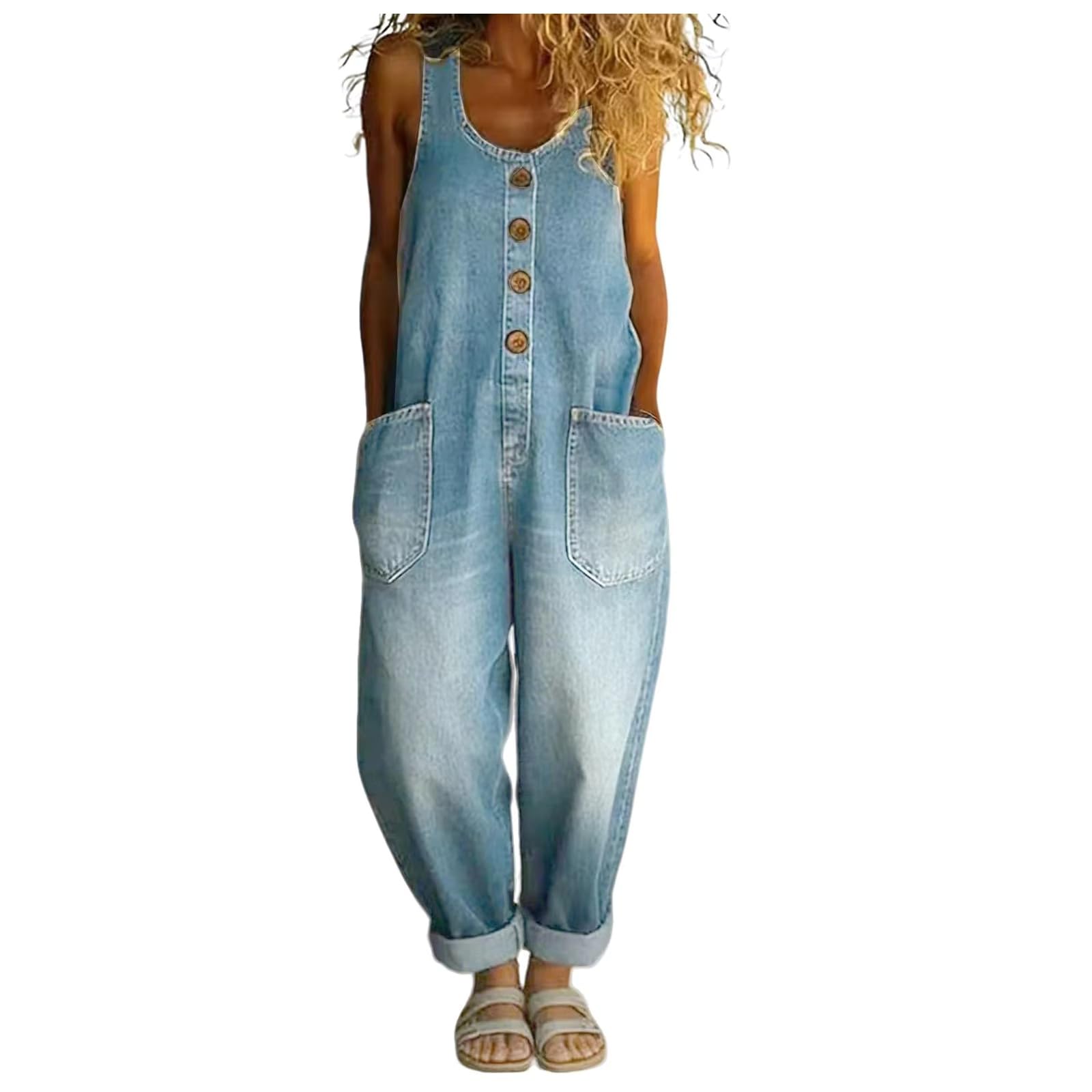 Monos para Mujer sin Mangas con Pierna Ancha Pantalones Generales Casuales