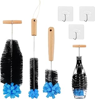 Cepillo para botellas de vidrio y plástico (35 cm), color negro y azul