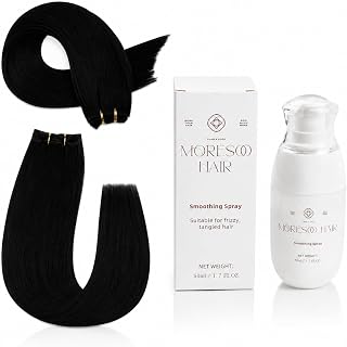 Moresoo Genius Weft Hair Extensions Human Hair with 50ml Smoothing Spray | Human hair weft extensions100g, slim lay-flat track, includes 50ml smoothing spray to help smooth frizz and ease detangling