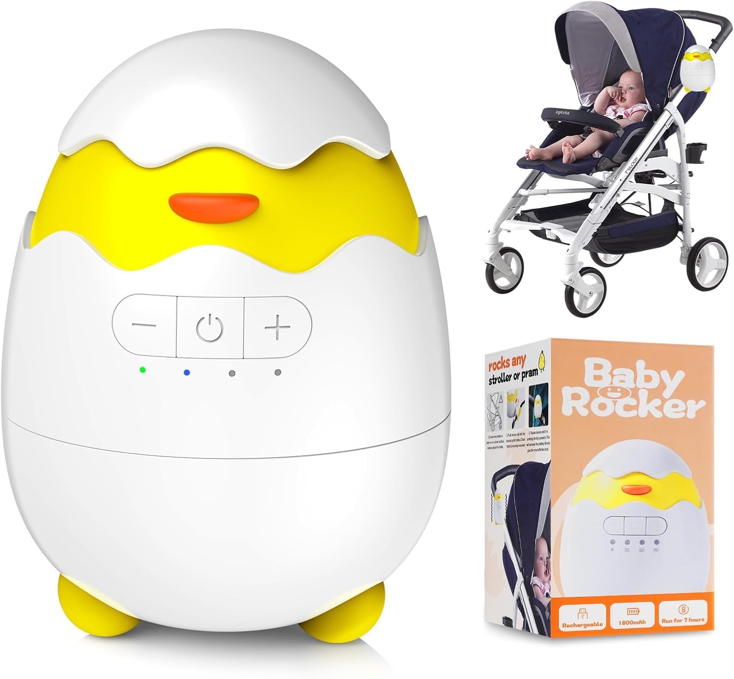 Robofun Baby Rocker-Diseño original-Columpio Para Cochecito De bebé, Ayuda Para Dormir Para Bebés, Temporizador De 30-60-90 Minutos, 5 Niveles De Intensidad – Se Adapta A Todos Los Cochecitos