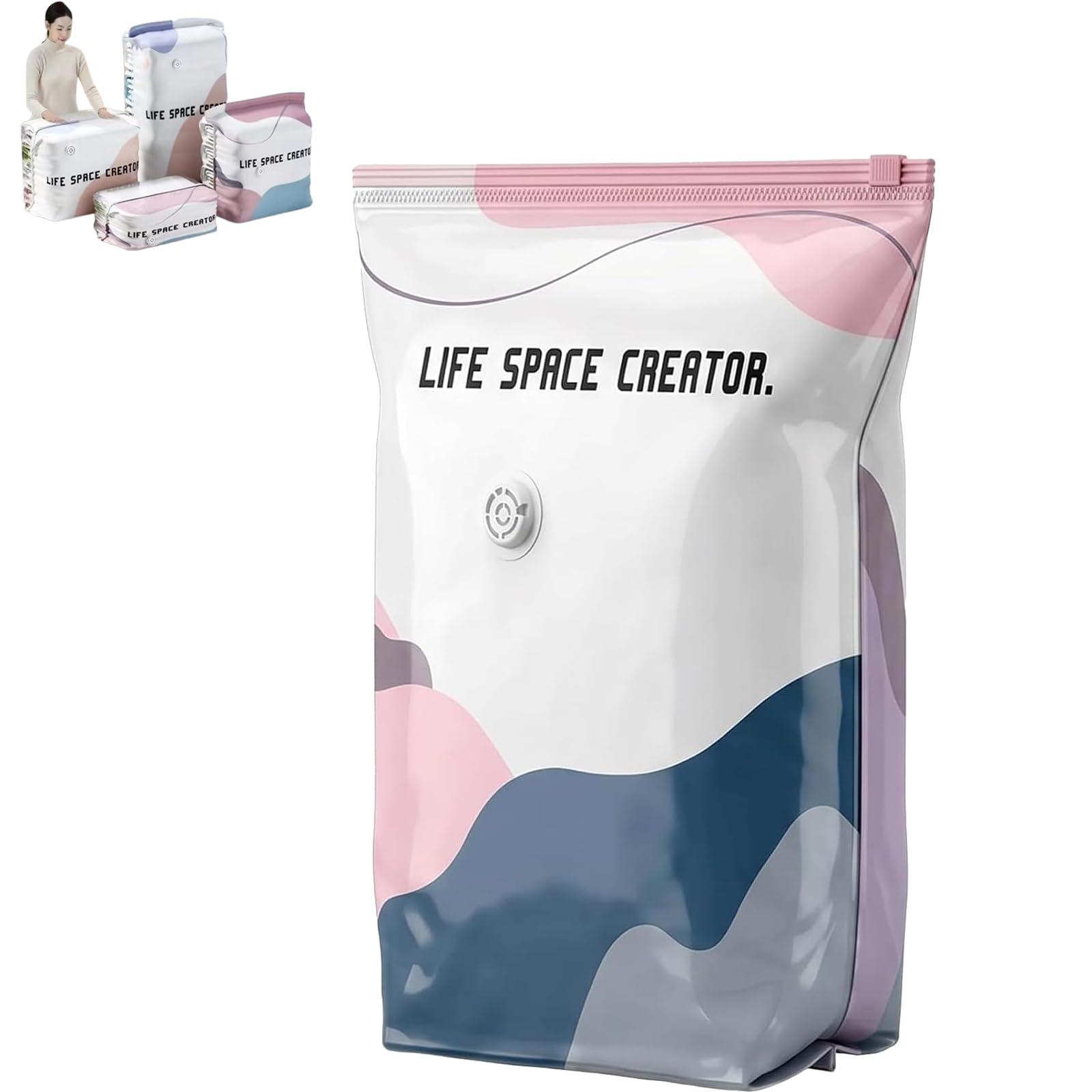 Life Space Creator Storage Bags, No Pump Vacuum Storage Bags, No Pump Large Vacuum StorageCompressionBags, VacuumBags for Travel, VacuumBags for Clothes (1PC,L)