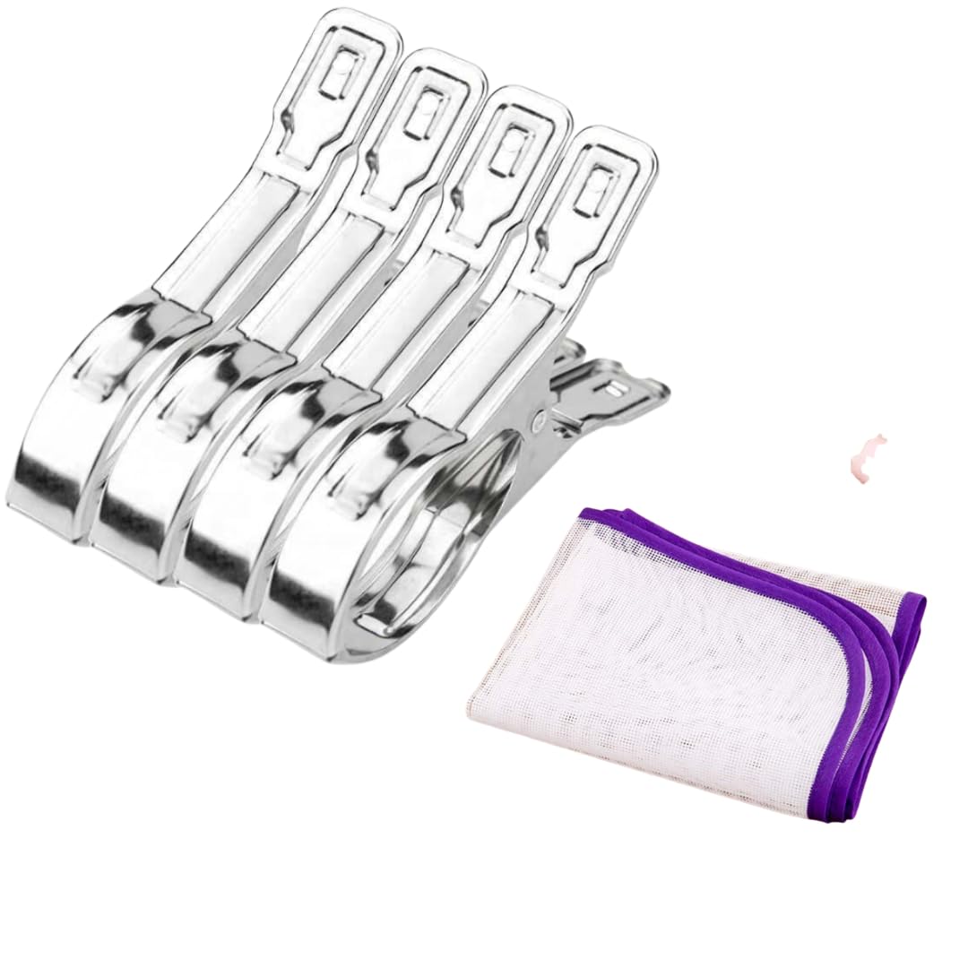 Stainless Steel Saree Pre-Pleating Clips, 6 Inch, Pack of 4 with Ironing Mat, Heavy Duty for Draping and Boutique Use, Multi Color-image-46