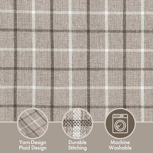 Image of Madison Park Anaheim Cabin Plaid Curtain Window, Thermal Insulated Fleece Lining, Living Room Decor Room Darkening Drape for Bedroom, 1-Single Panel, 50x84 Faux Leather Tab Top, Brown (Pack of 4)
