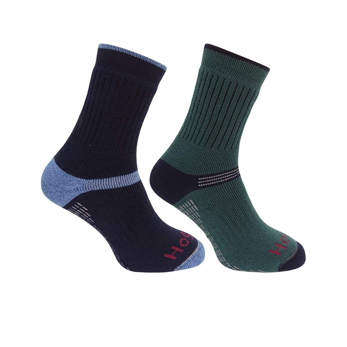 Hoggs of Fife 1905 Tech Active Socks (Twin Pack) - Green/Navy Small