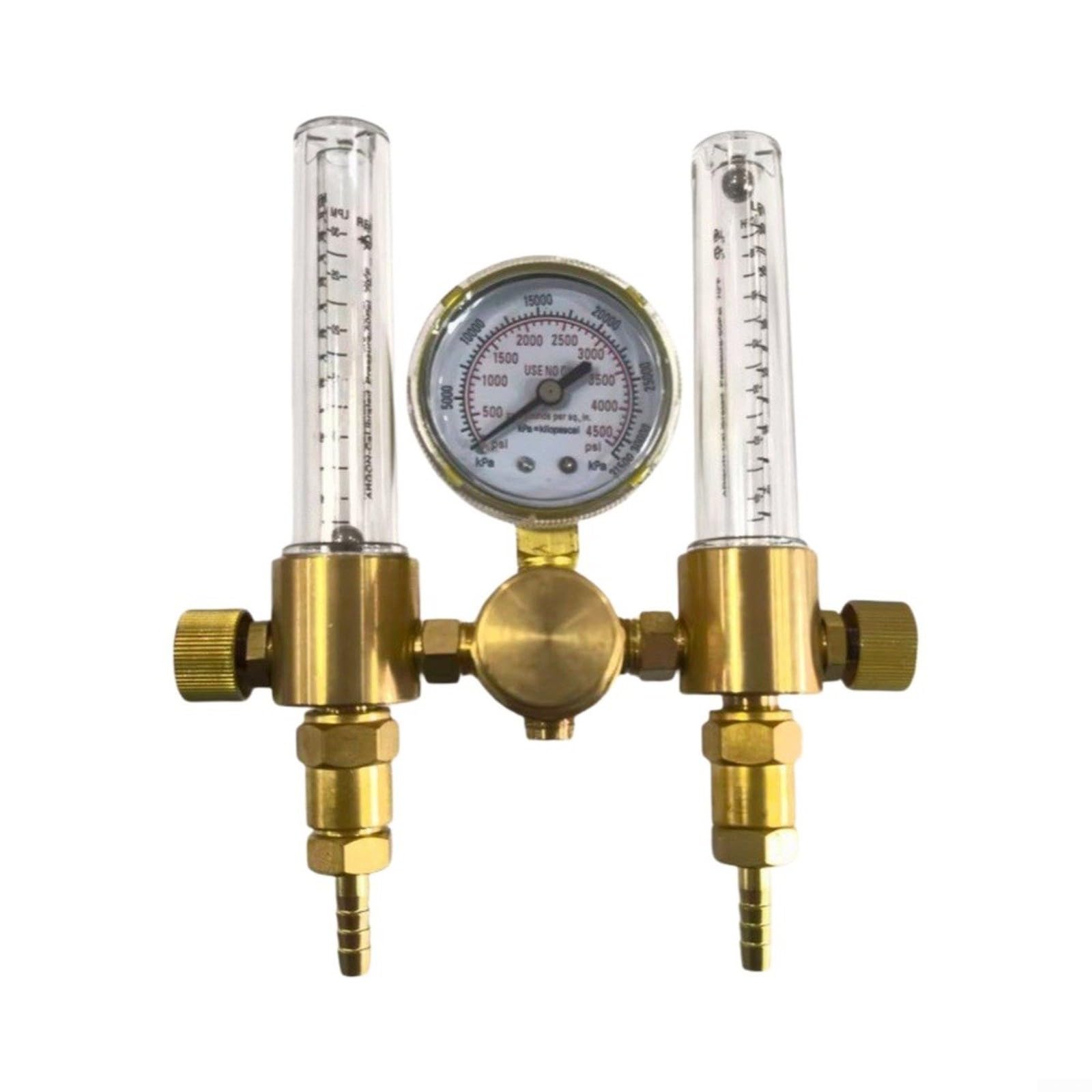 Reductor de presión de latón tipo 191 para argón con salida dual, conector CGA580/G5/8, caudal de 25 m³/h (CGA320)