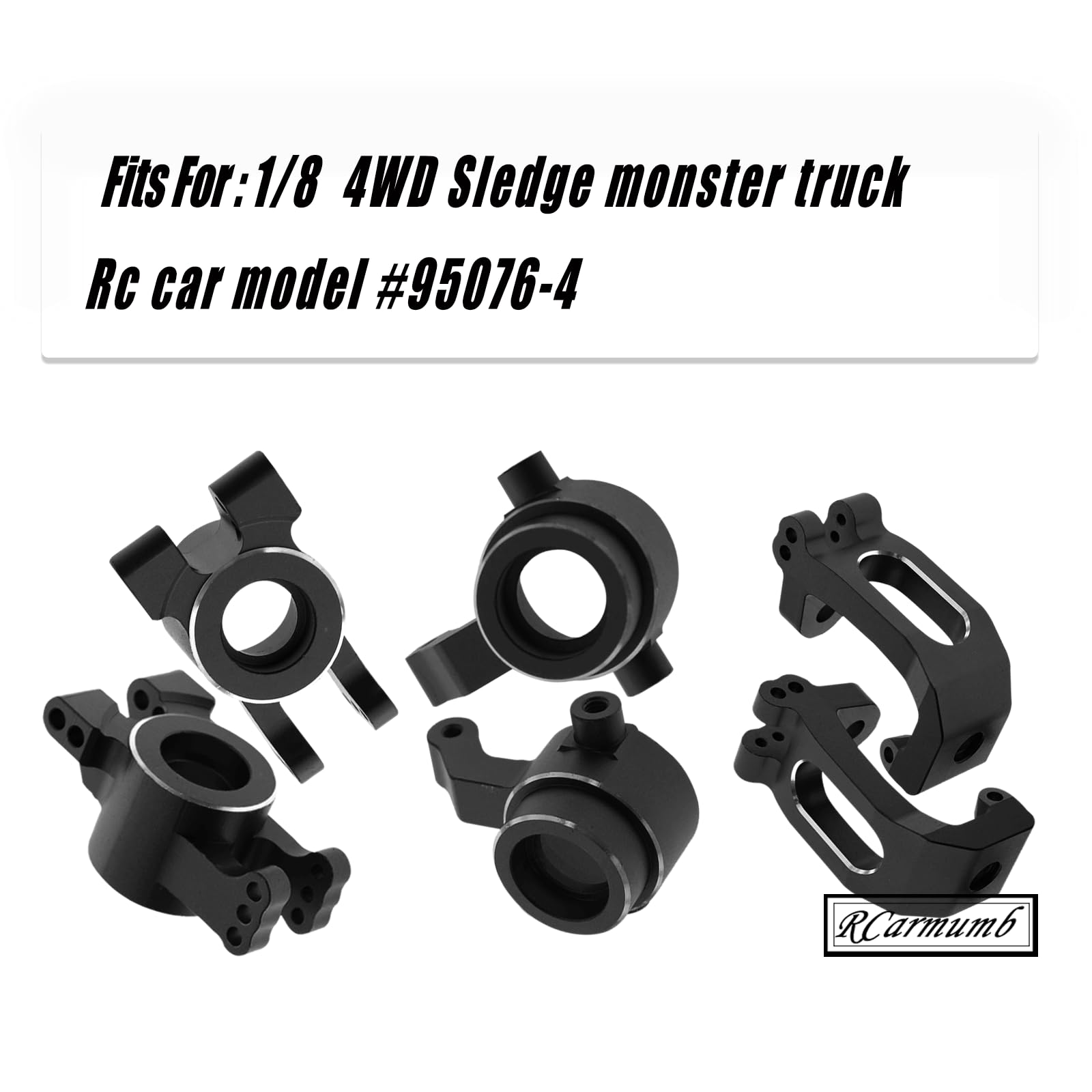 Rcarmumb Upgrades Part for 1/8 Sledge 4WD, Alloy Caster Block & Steering Blocks & Rear Stub Axle Carriers Hops up for Sledge 4WD Monster Truck #95076-4,Replace #9537,#9532,#9552,Black