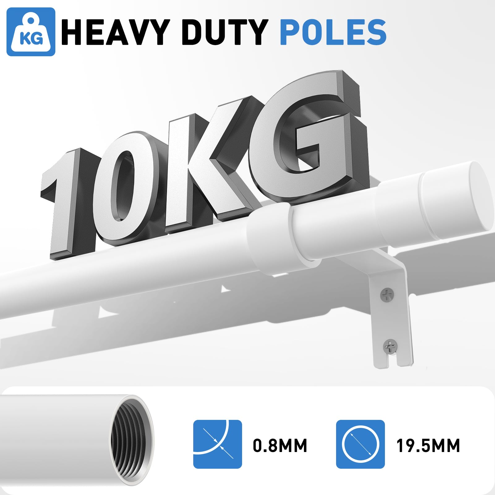 WELDUN karnisze do okien, metalowe wysuwane karnisze do zasłon 81 do 361 cm, zestaw wytrzymałych karniszy do zasłon na przelotkach Φ20 mm, białe