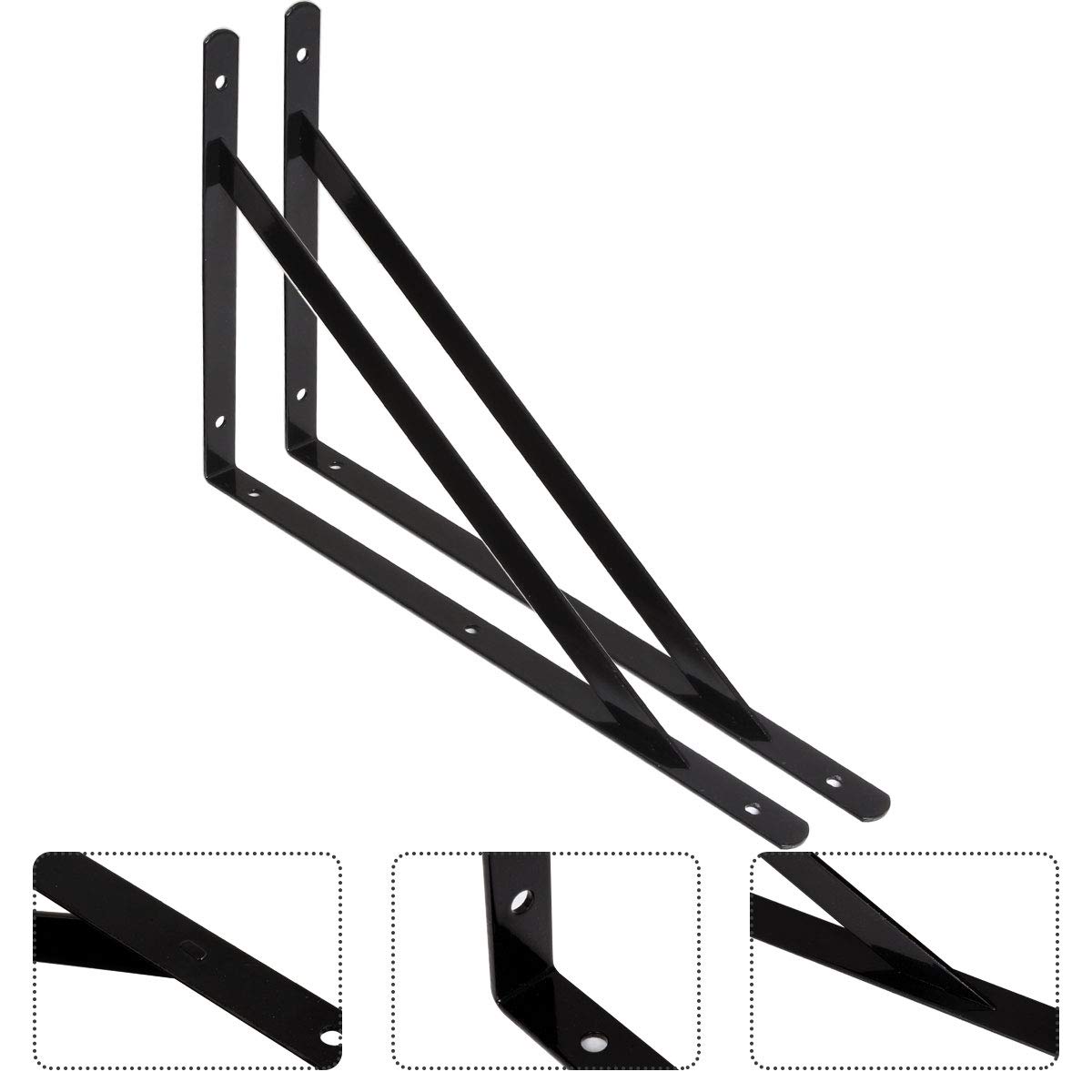 STARVAST Wandrek, 10 stuks driehoekige houders van 90 graden van staal, 300 mm x 190 mm, hoekbeugel beugel met 50 schroeven en 20 ankers (zwart STARVAST Wandrek, 10 stuks driehoekige houders van 90 graden van staal, 300 mm x 190 mm, hoekbeugel beugel met 50 schroeven en 20 ankers (zwart
