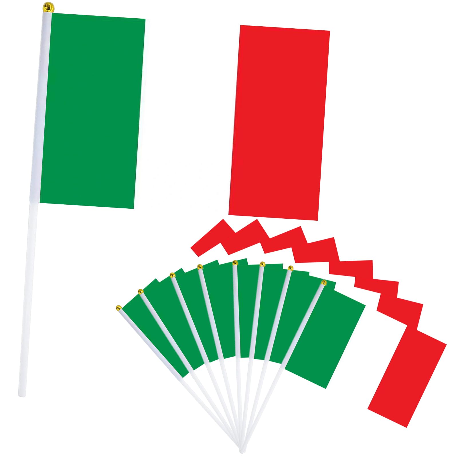 10Pcs Italy Flags for Fifa World Cup Football 2026 Decorations, 14X21cm Mini Italian Flag, Small Italian Flags on Sticks, Hand Held Italy Flag for Eurovision Euro Football Street Party Décor — image 1