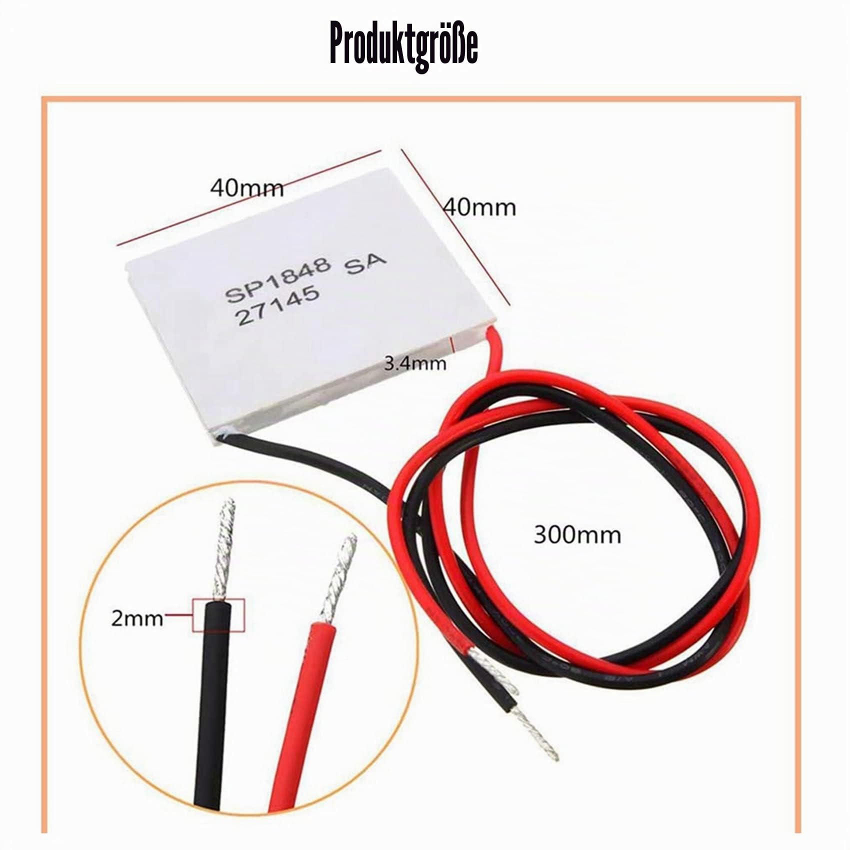 Peltier TEG-Modul, 40 x 40 mm, thermoelektrisch, SP1848-27145, 10 Stück