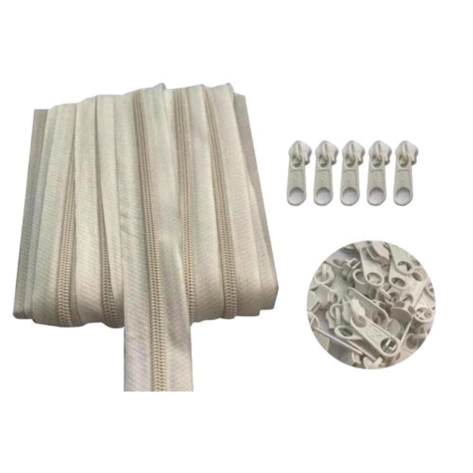 HPGM (5 Meter, 20 Kunda, White) Zip No #5 Zipper Roll | Open Ended | for Tailoring, Stitching, Sewing, Home Furnishing and Bags (Zip White 5 no 231016)