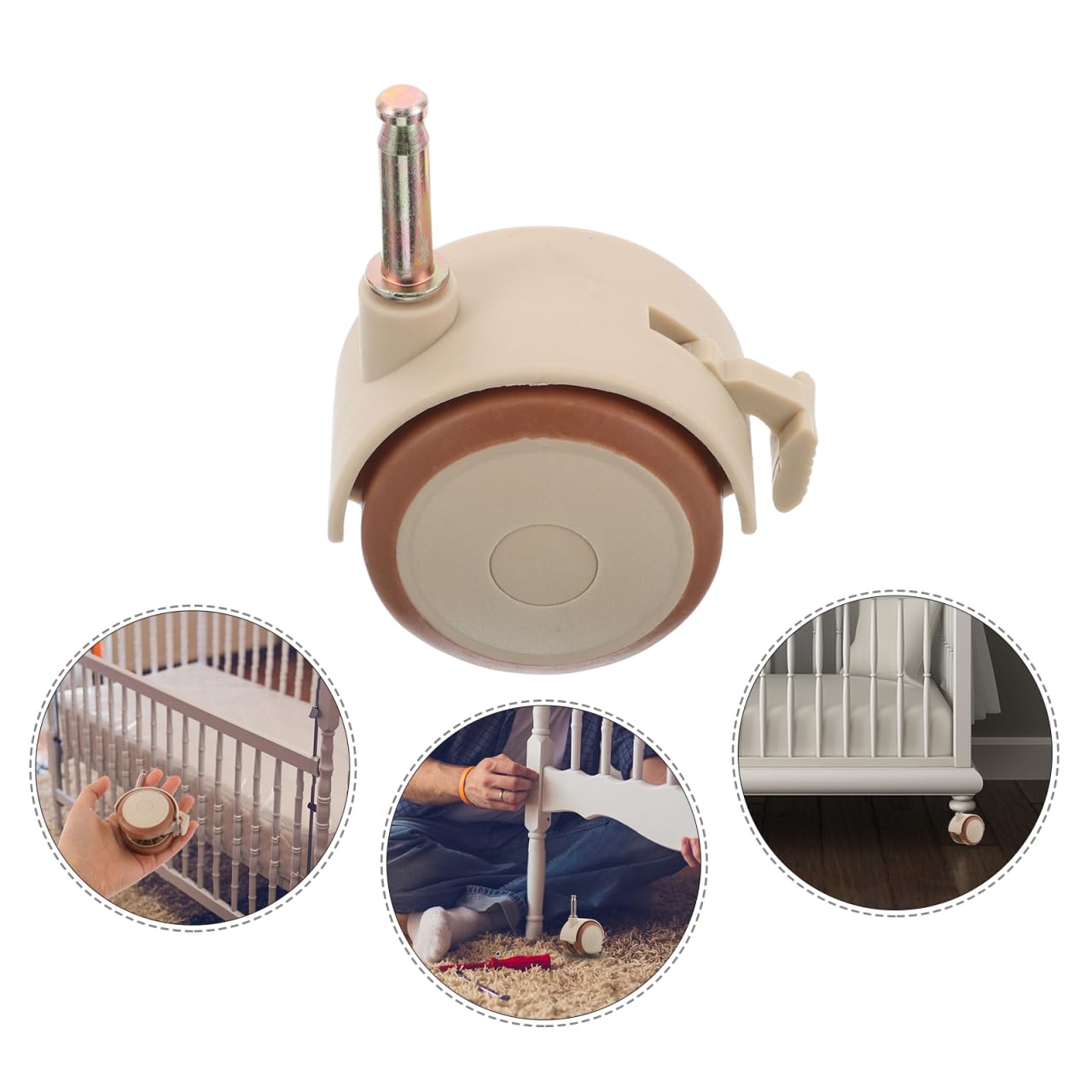 Abaodam 5 Pz Rotelle Per Culla Rotelle Del Letto Ruota Con Asta Silenziosa Per Culla in Gomma Ruota Piroettante Ruota Per Cancello Interasse Mini Ruote Beige Gomma Da Cancellare