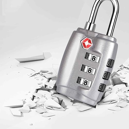 Miniatura 2 de Cerraduras de equipaje aprobadas por la TSA, cerradura de viaje de combinación resistente, candados de 3 dígitos reiniciables impermeables de