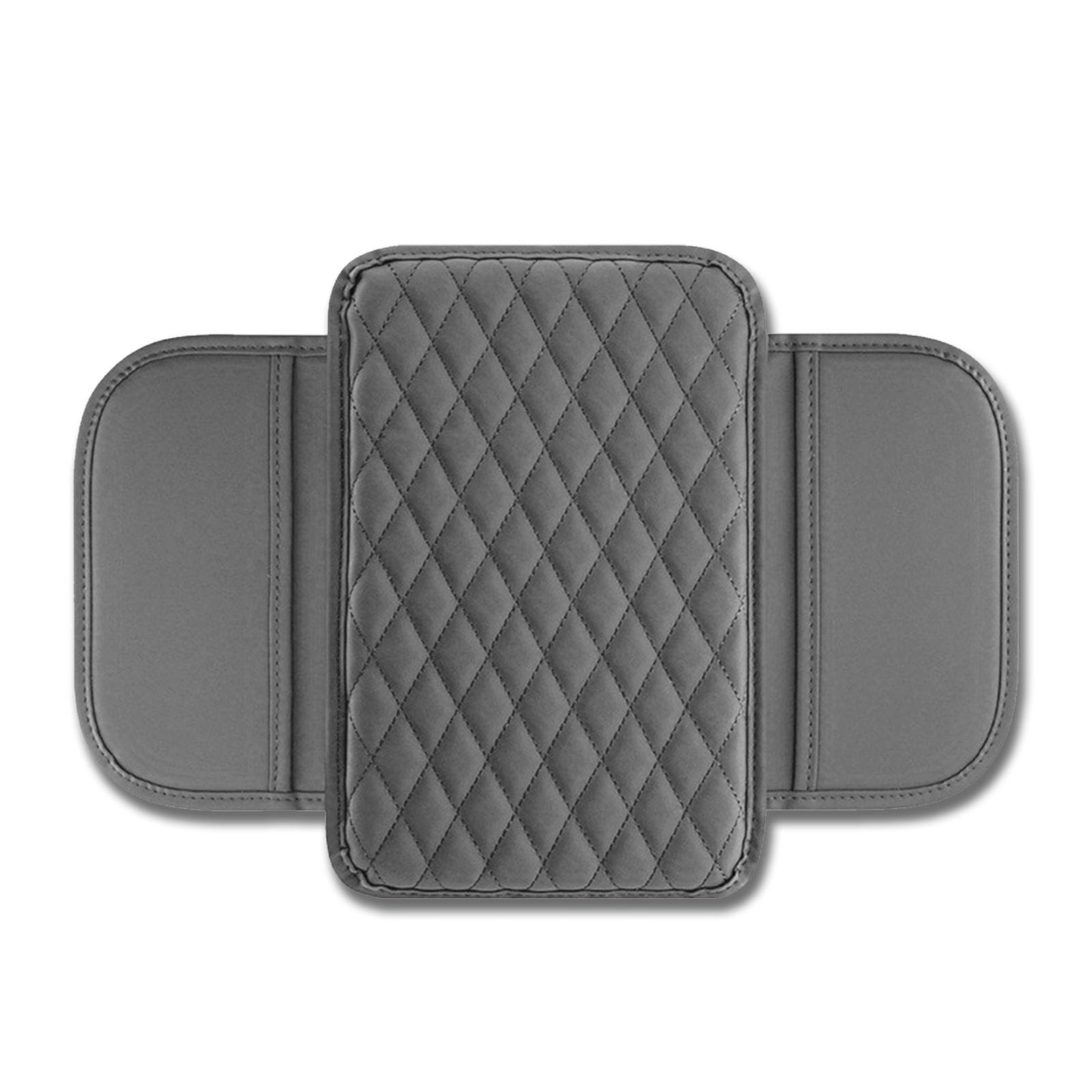 Car Center Console Cover, Microfiber Leather Car Armrest Box Cover with 2 Storage, Universal Car Armrest Storage Box Cover, Car Interior Accessories for Most Vehicles, SUV, Truck (Gray)