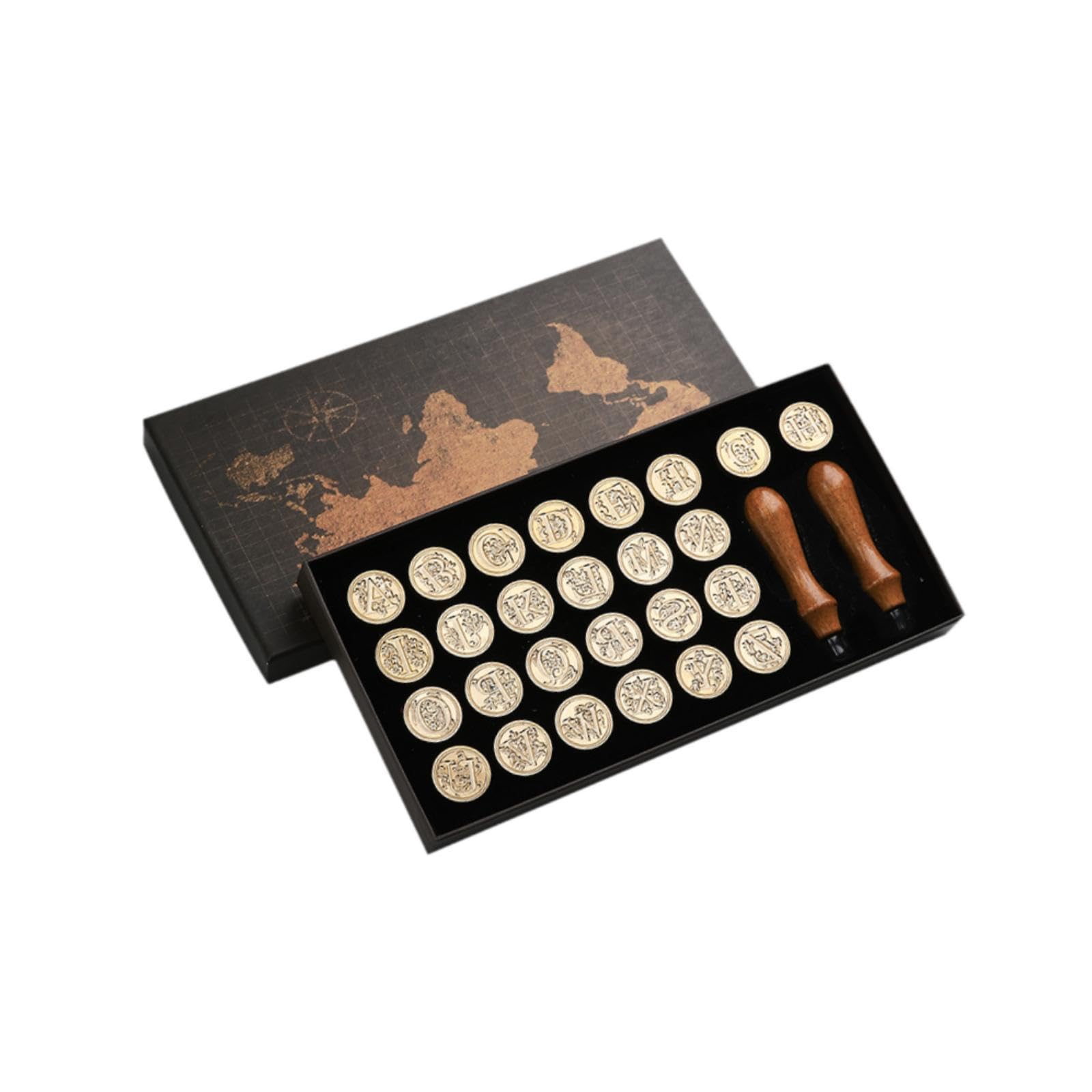 Alphabet Wachssiegel Stempelset, 26 Buchstaben, Geschenkbox Wachssiegel Stempelset für Einladungskarten, Feiertage, Hochzeiten, Geburtstage, Normal 2.5 cm