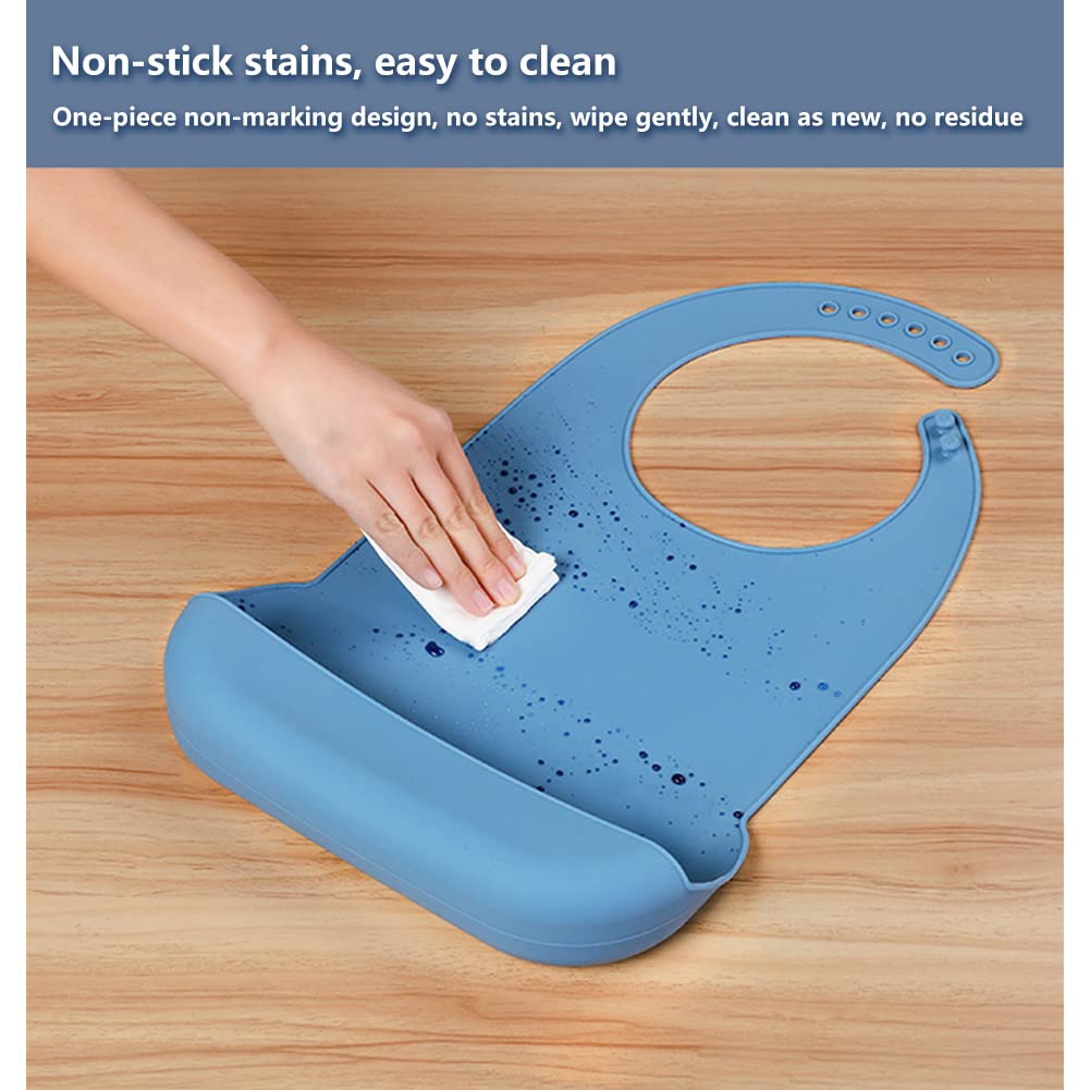 FLAA Bavaglini per Anziani in Silicone per Adulti Tasche di Riso Pasti Mangiare Stoffa-H