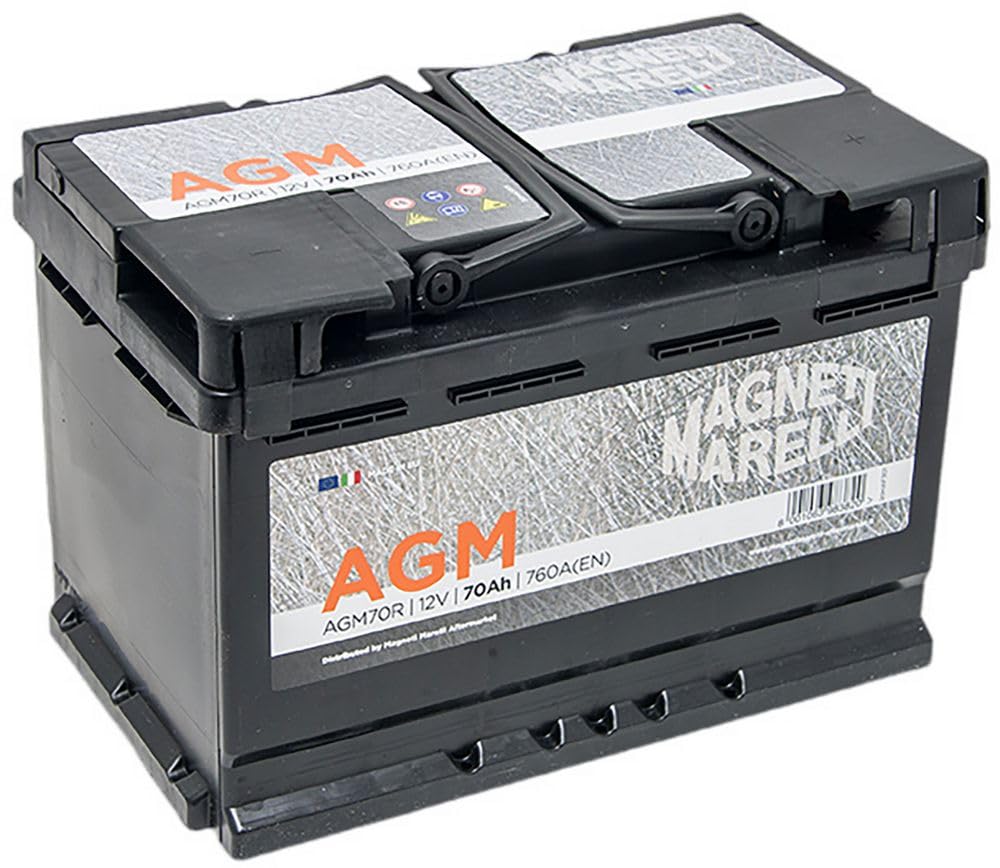 Magneti Marelli Parts & Services - Batteria Auto 70 Ah con Tecnologia Agm, Batteria Auto Start e Stop L03 069070760009 al Piombo Acido, Alte Prestazioni - 12V 100Ah 720A B13 con Maniglie, Ricambi Auto