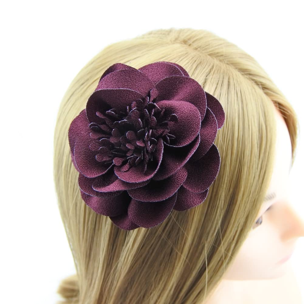 Meilliwish Beautiful Flower Rose Wedding Women Hairpin Hair Clip 1 PCS(A108)(WineRed) - Image 4