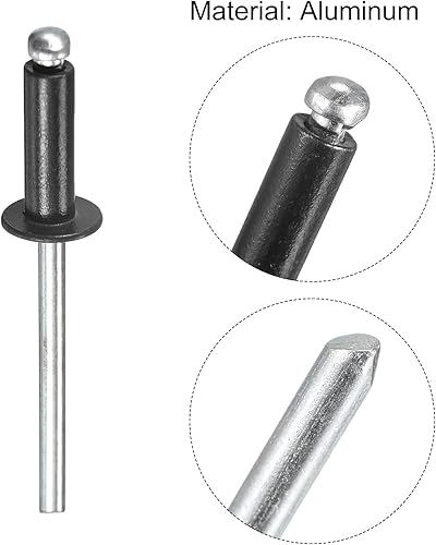 Miniatura 9 de uxcell Remaches ciegos, 0.126 in x 0.197 in de aluminio de extremo abierto plano redondo remache de cabeza para unir placa de metal de cuero, rojo