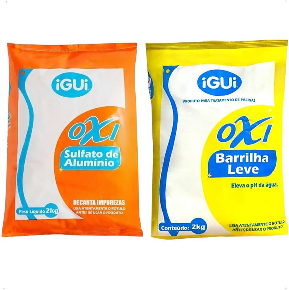 Barrilha pH+ 2kg E Sulfato De Alumínio 2kg Igui Para Piscinas Fibra Vinil e Alvenaria