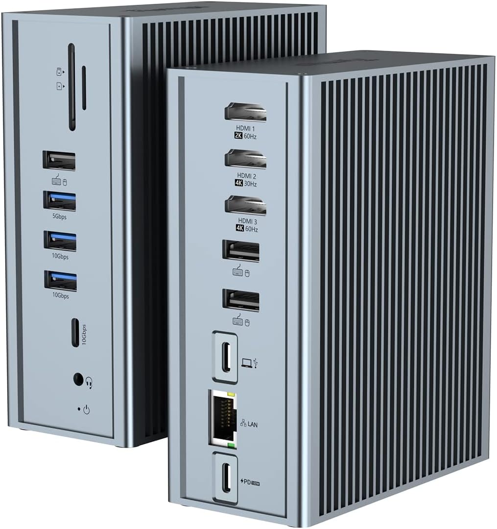 Tymyp Thunderbolt 3 Docking Station USB C 16 in 1 Triple Screen for