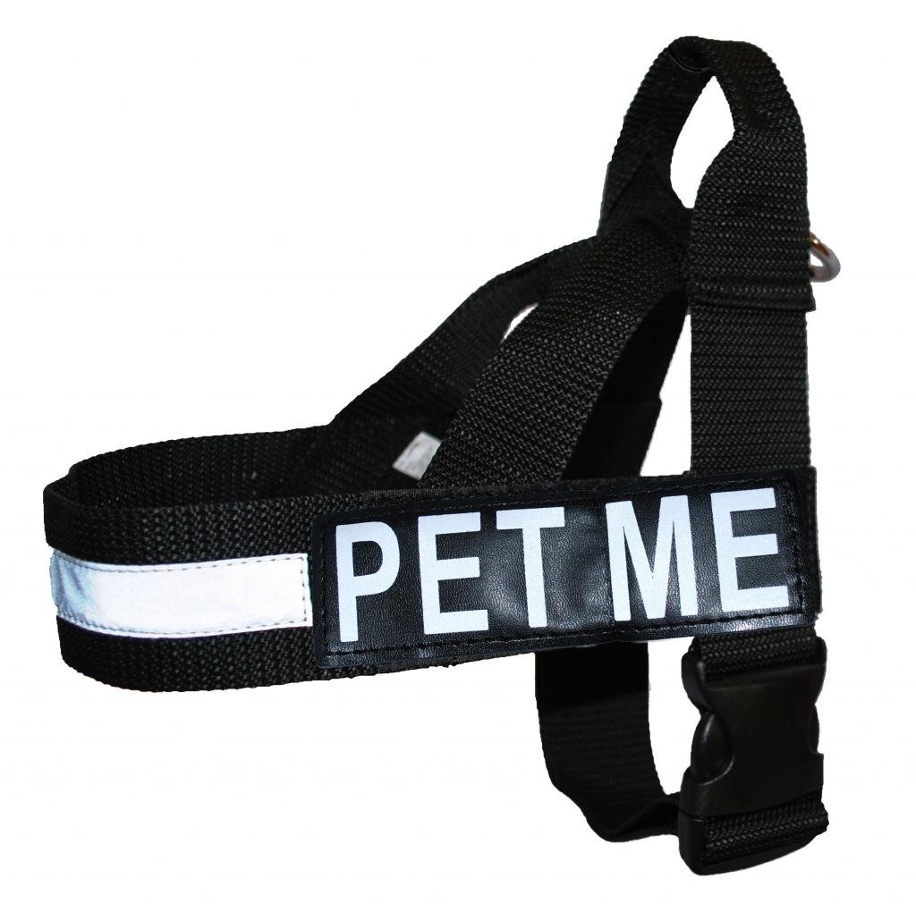 PET ME Nylon Strap Service Dog Harness No Pull Guide Assistance Comes with 2 Reflective PET ME Removable Patches. Please Measure Your Dog Before Ordering.