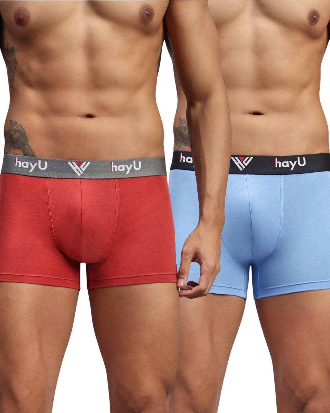 hayu 2PC Pack of Earthy RED & SkyBlue Men Cotton Stretch Trunks-picture-53