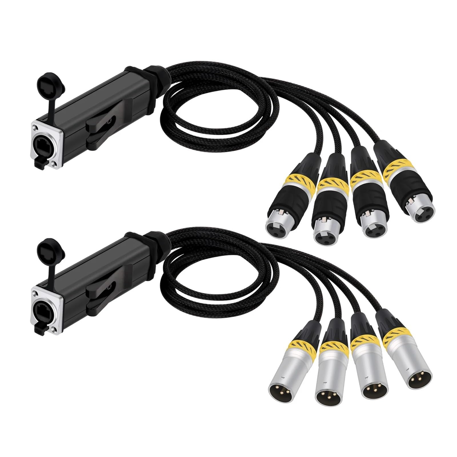 1 paio di cavi di estensione multi-rete Snake a 4 canali, 3 pin, for splitter Ethercon, maschio/femmina a RJ45 femmina.(U2005J-D1030Y,5M)