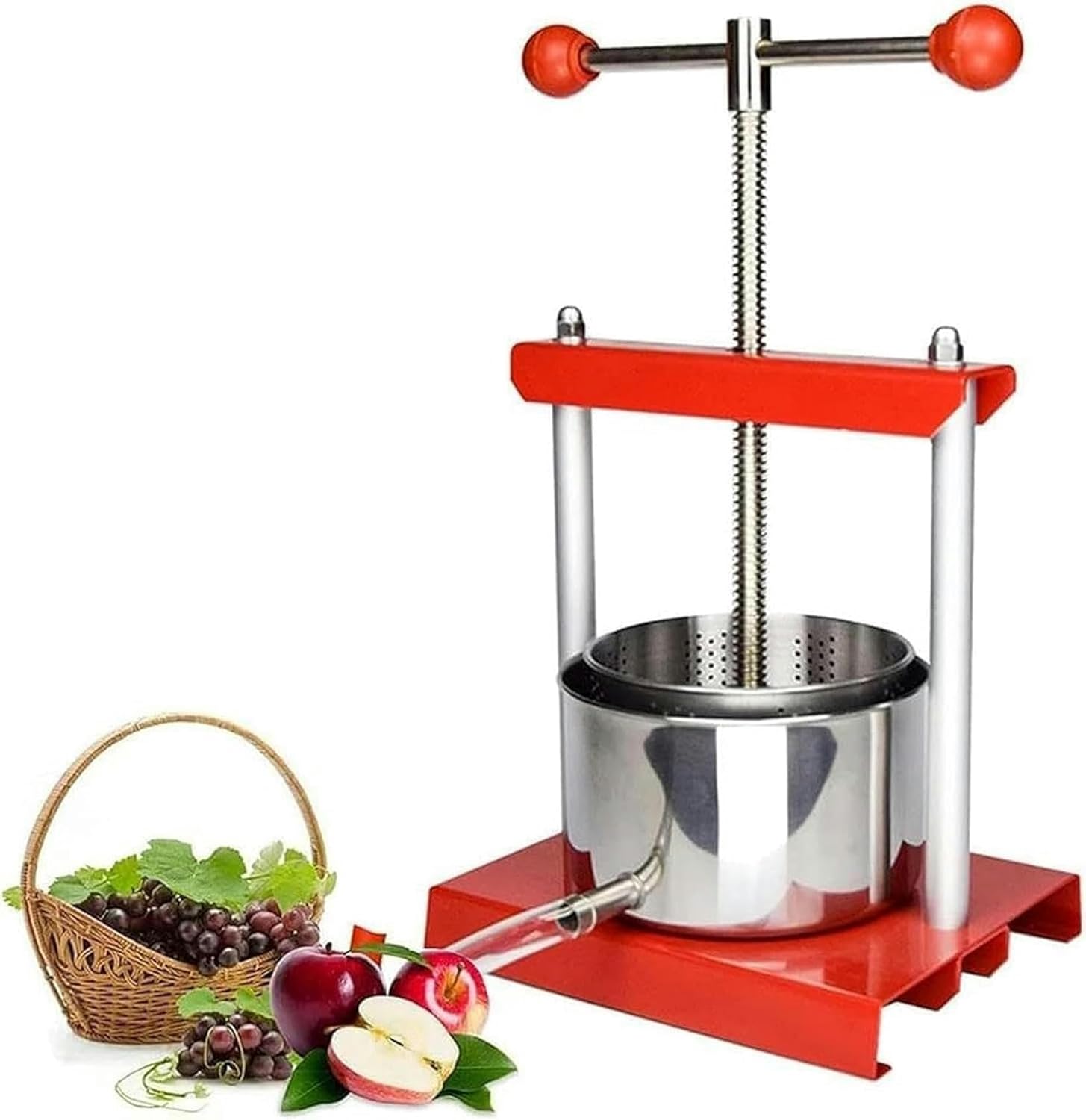Fruit Press, Double Barrel Manual Wine Press, Household Stainless Steel Wine Press, Juice Making, Wine Making, Honey (3L)~/
