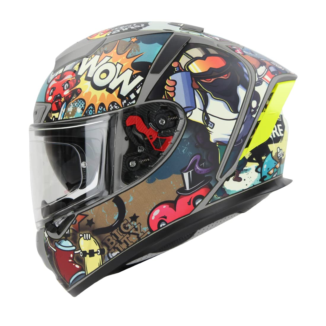 Ignyte IGN-4 Subway Surfer ISI/DOT Certified Double Visor Full Face Graphic Helmet with Outer Anti-Fog Clear Visor and Inner Smoke Sun Shield