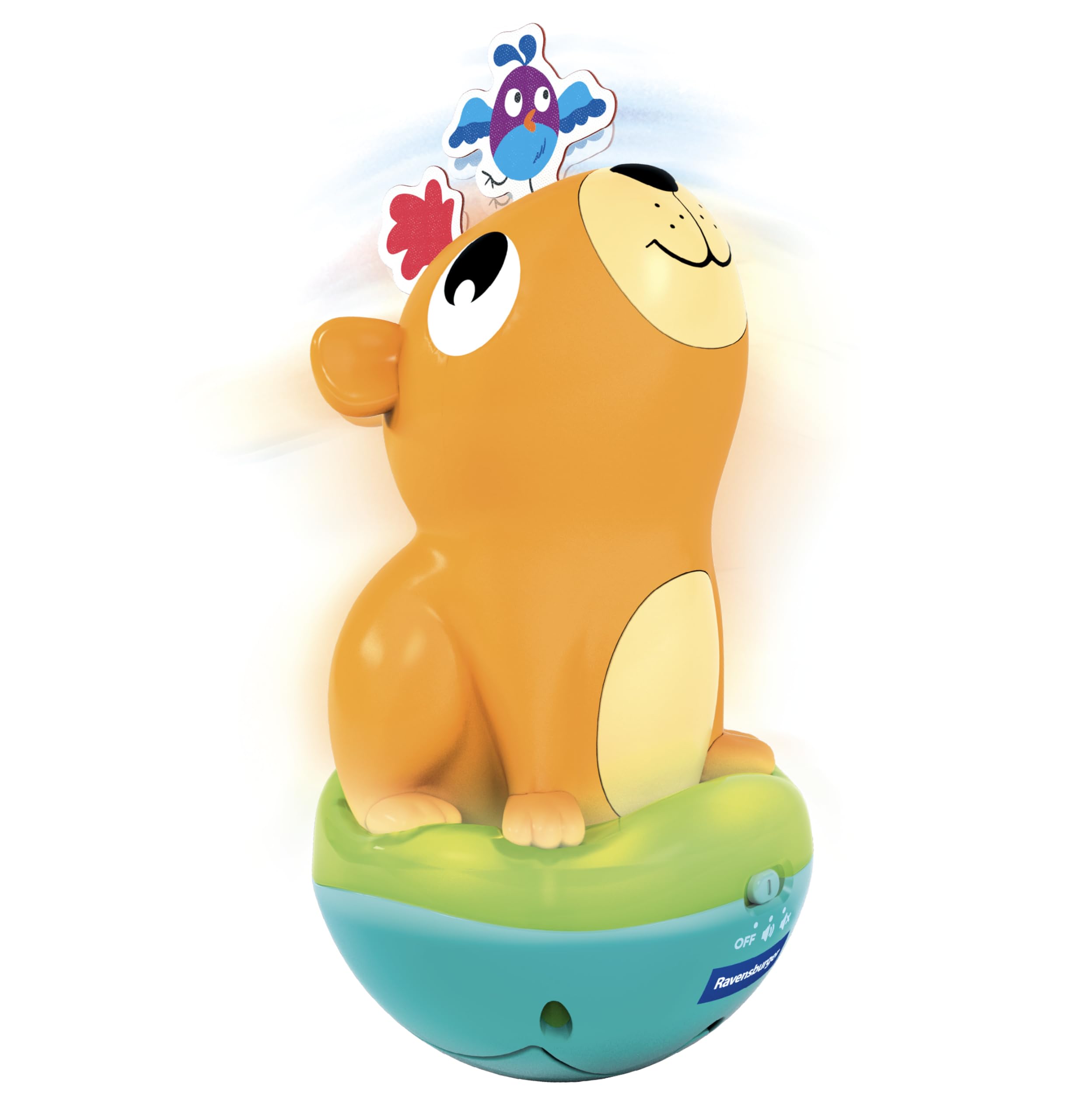 Ravensburger 4874 Play+ Musikalischer Stehauf-Kreisel: Capybara, Roly-Poly, Steh-auf-Männchen, Licht- und Sound-Spielzeug, elektronisches Spielzeug für Kinder ab 6 Monaten