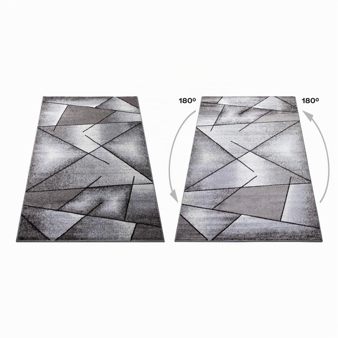 oKu-Tex Tappeto Salotto Grigio Melange Geometrico 160x230 cm Pelo Corto | Design geometrico moderno in 100% polipropilene, ideale anche per soggiorno e camera da letto. Morbido, elegante e versatile.