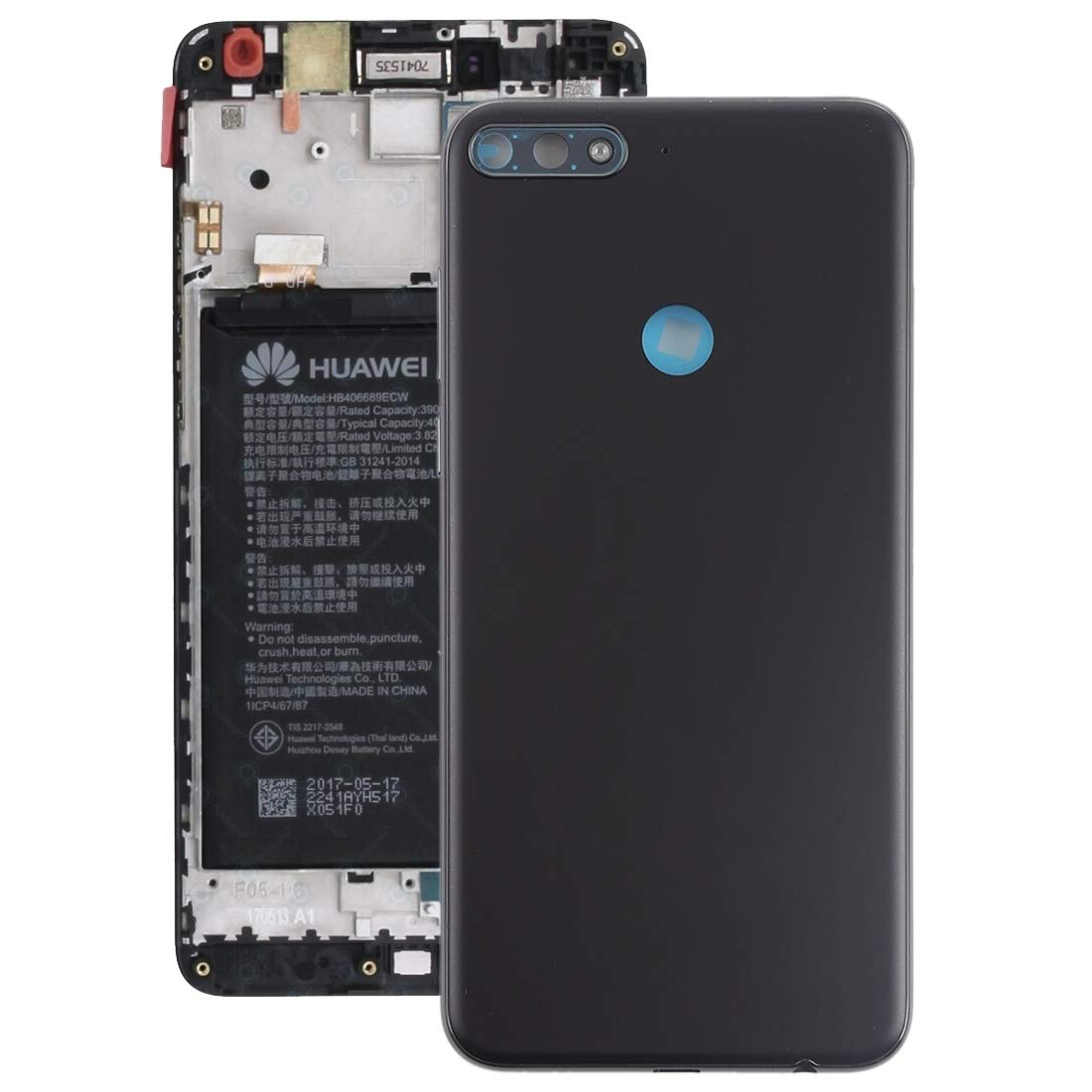 Couvercle de batterie Huawei Y7 2018 or avec touches pour châssis arrière - 8