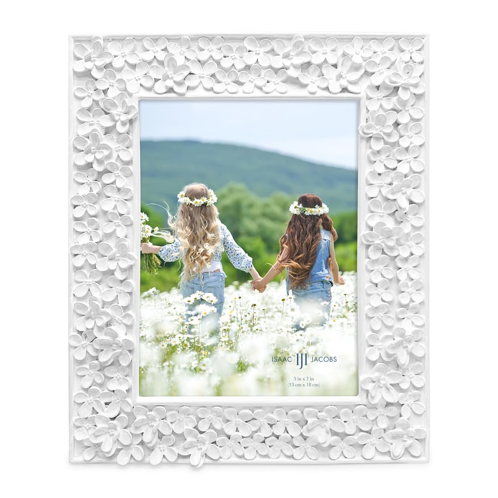Amazon.com - Isaac Jacobs 5x7 White Flower Textured Hand-Crafted
