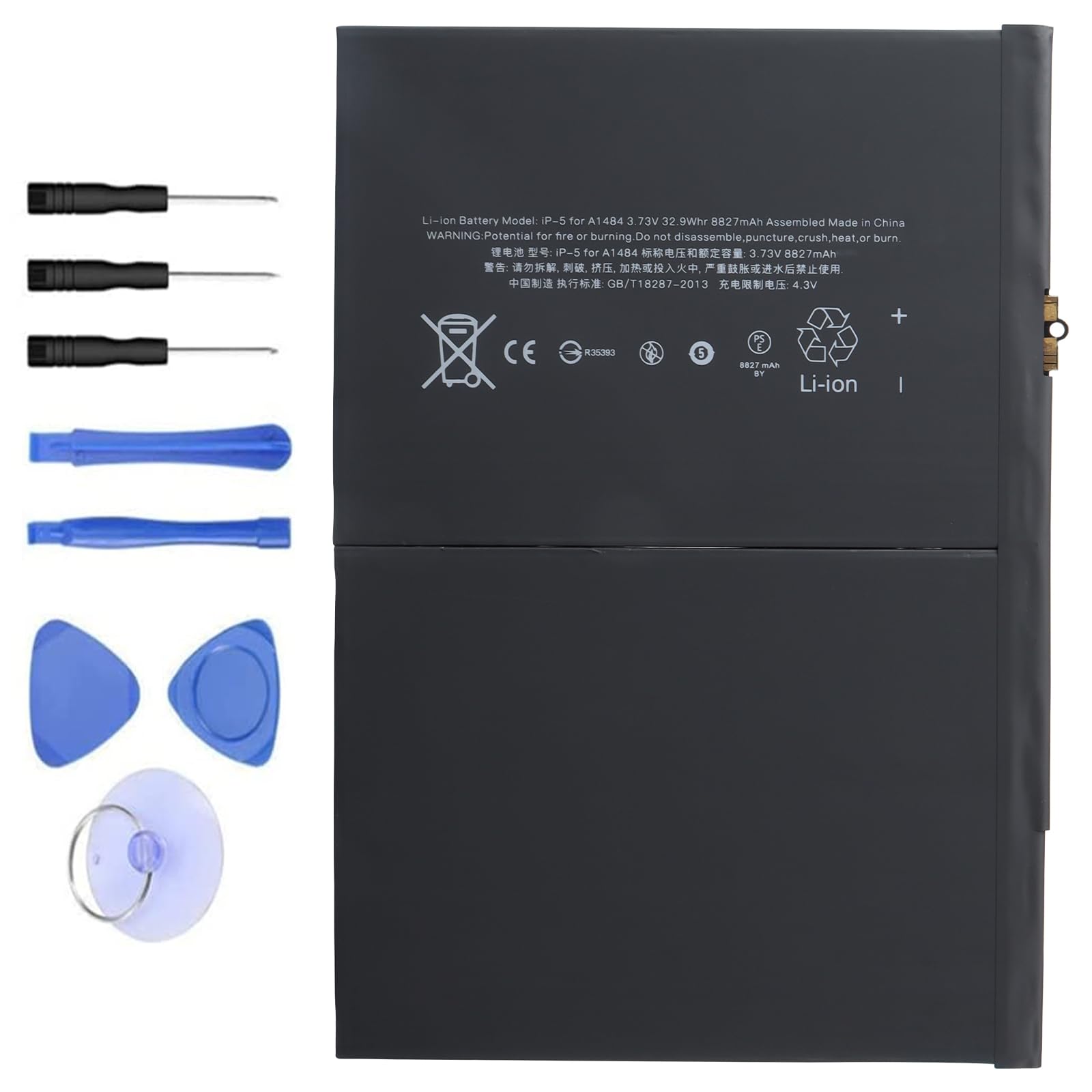 Batteria A1484 Compatibile con iPad di 5a, 6a e 7a Generazione, A1474 A1475 A1476 A1822 A1823 A1893 A1954 A2197 A2198 A2200 A2270 A2428 A2429 A2430 MRJN2LL/A MD785LL/A MD786LL/A MD787LL