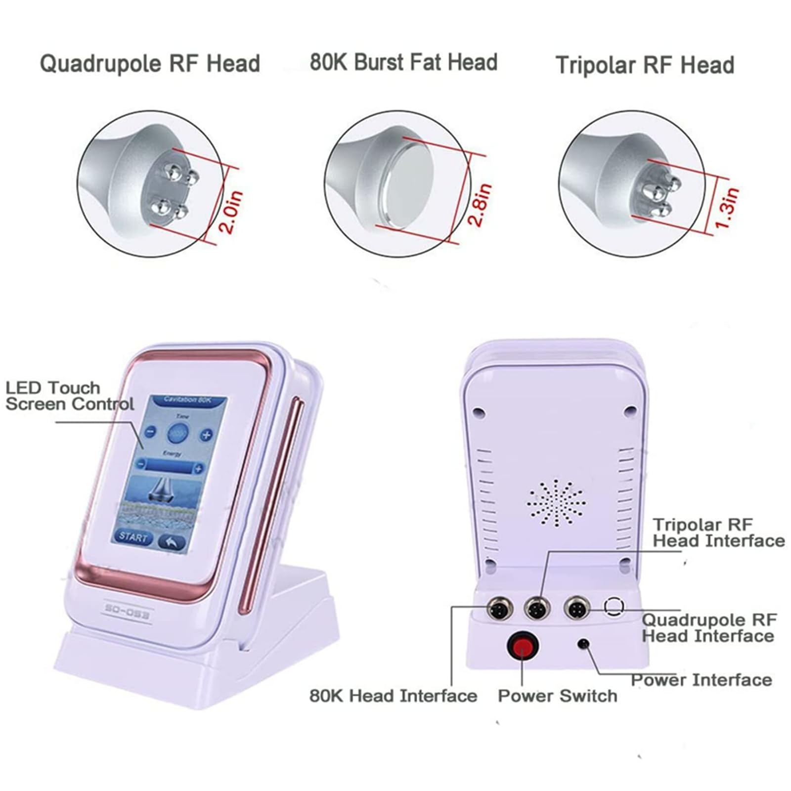 Dispositivo di riduzione della Cellulite 80K Beauty Instrument 3 in 1, massaggiatore multipolare per la rimozione del Grasso, Perdita di Peso per Viso, Braccia, Vita, Cosce, fianch