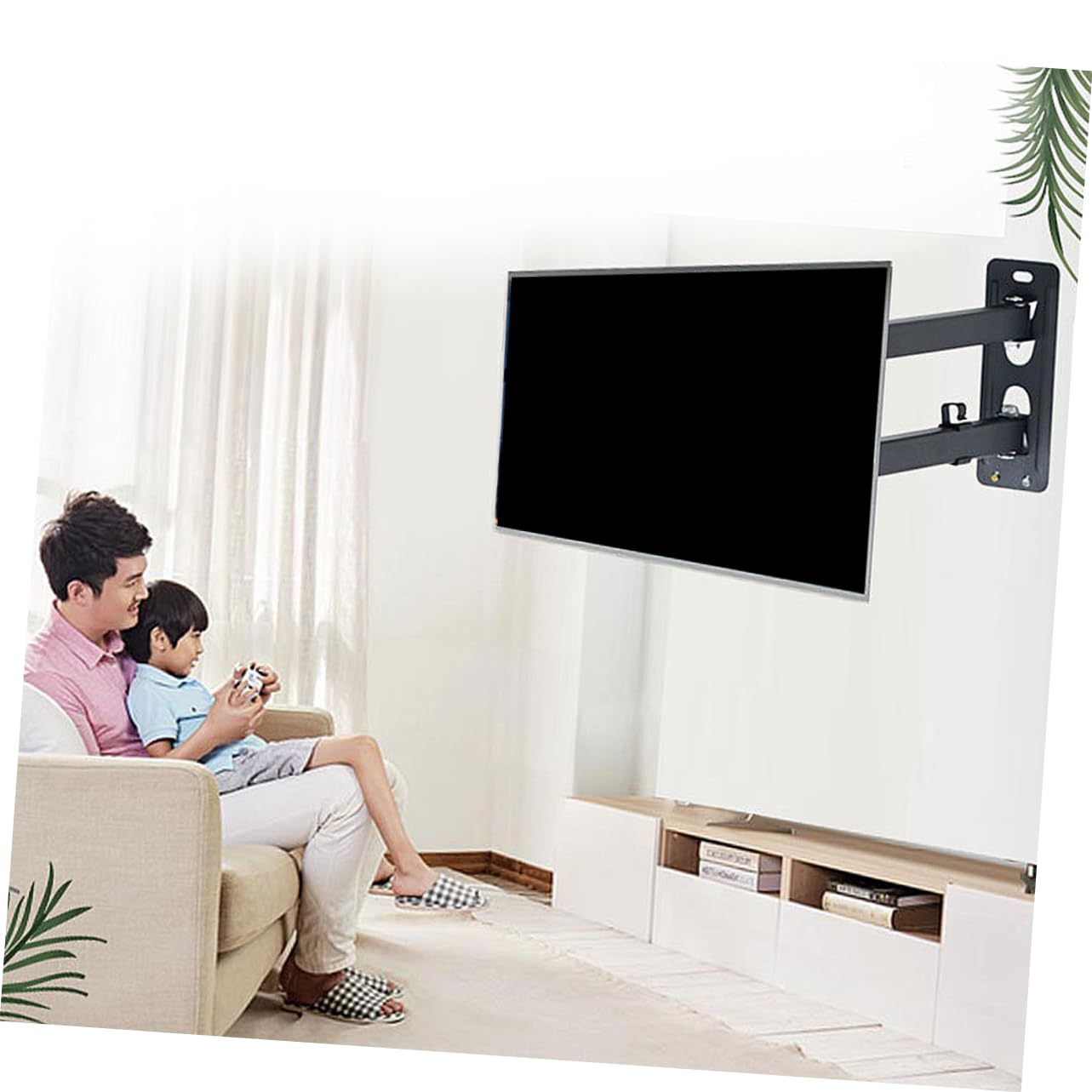 Happyyami Supporto Tv Lcd Staffa Parete Tv Regolabile e Girevole Compatibile Lcd Livella
