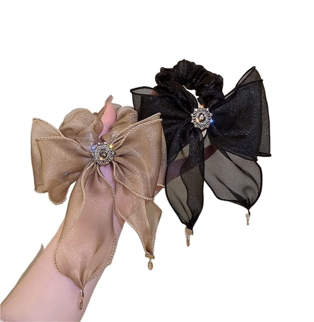 Scrunchies Per Capelli 2 Pezzi Anello Per Capelli In Pizzo Con Fiocco In Rete Accessori Per A Cavallo In Corda Per Retrò Elastici Per Coda Di Cavallo