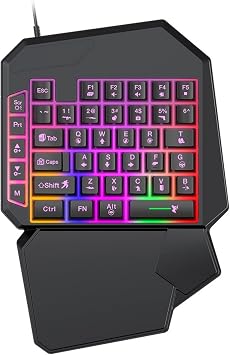 One-handed Gaming Keyboard and Mouse with 40 Keys USB Cord RGB Backlight Ergonomic Wrist Mechanical Feedback