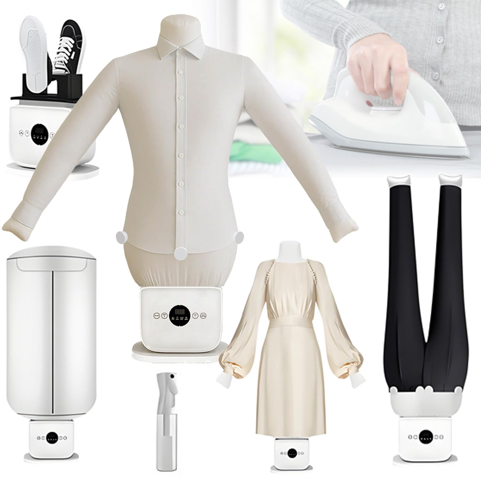 Kit stiratrice automatica, tipo touch 360°, stiratura e asciugatura per camicie, pantaloni, gonne e scarpe, design umanoide per una cura dei vestiti senza sforzo