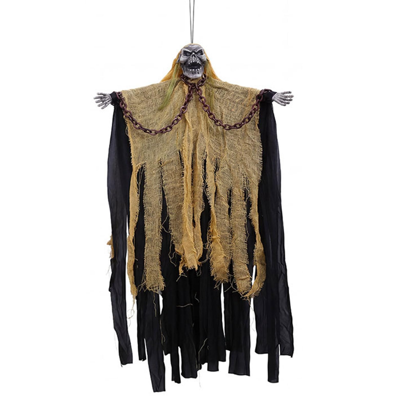 Whoasyst Terrifying Sound Responsive Glow in Dark Skeleton Specter Hanging Props Halloween Party Supply for Halloween Voice Activated Glowing Skeleton Specter