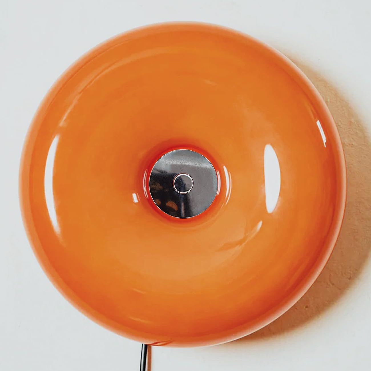 Modern Wandleuchte in Orange Donut Lampe Glas LED Wandlampe mit Stecker Touch Dimmbar 3000K-6000K Rund Nachttischlampe mit Kabel Wand Nachtlicht Donut Tisch Lampe für Wohnzimmer Esszimmer Schlafzimmer