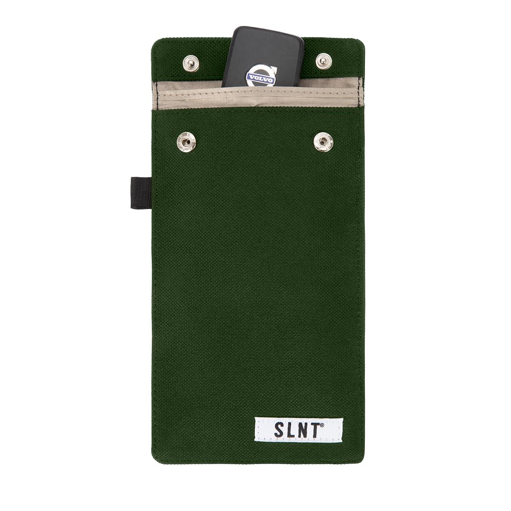 SLNT Signal Blocking Faraday Key Fob Case with Silent Pocket - Olive, Small