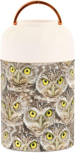 Miniatura 2 de MCHIVER Burrowing Owls Head Food Jar with Spoon Stainless Steel Vacuum Insulated Food Container 17 oz Soup Thermos for Lunch