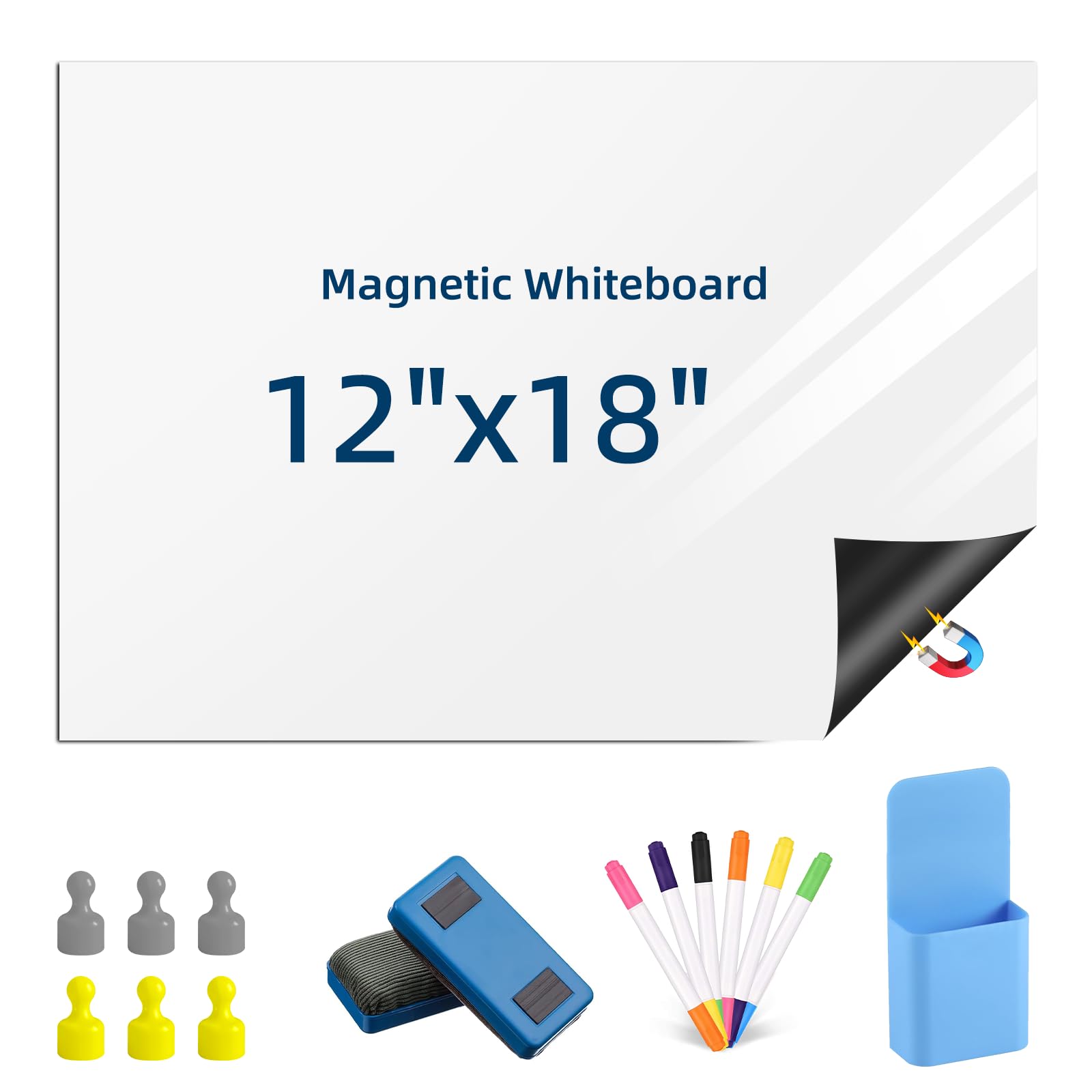 Magnetic Dry Erase Whiteboard 12"x18" for Fridge