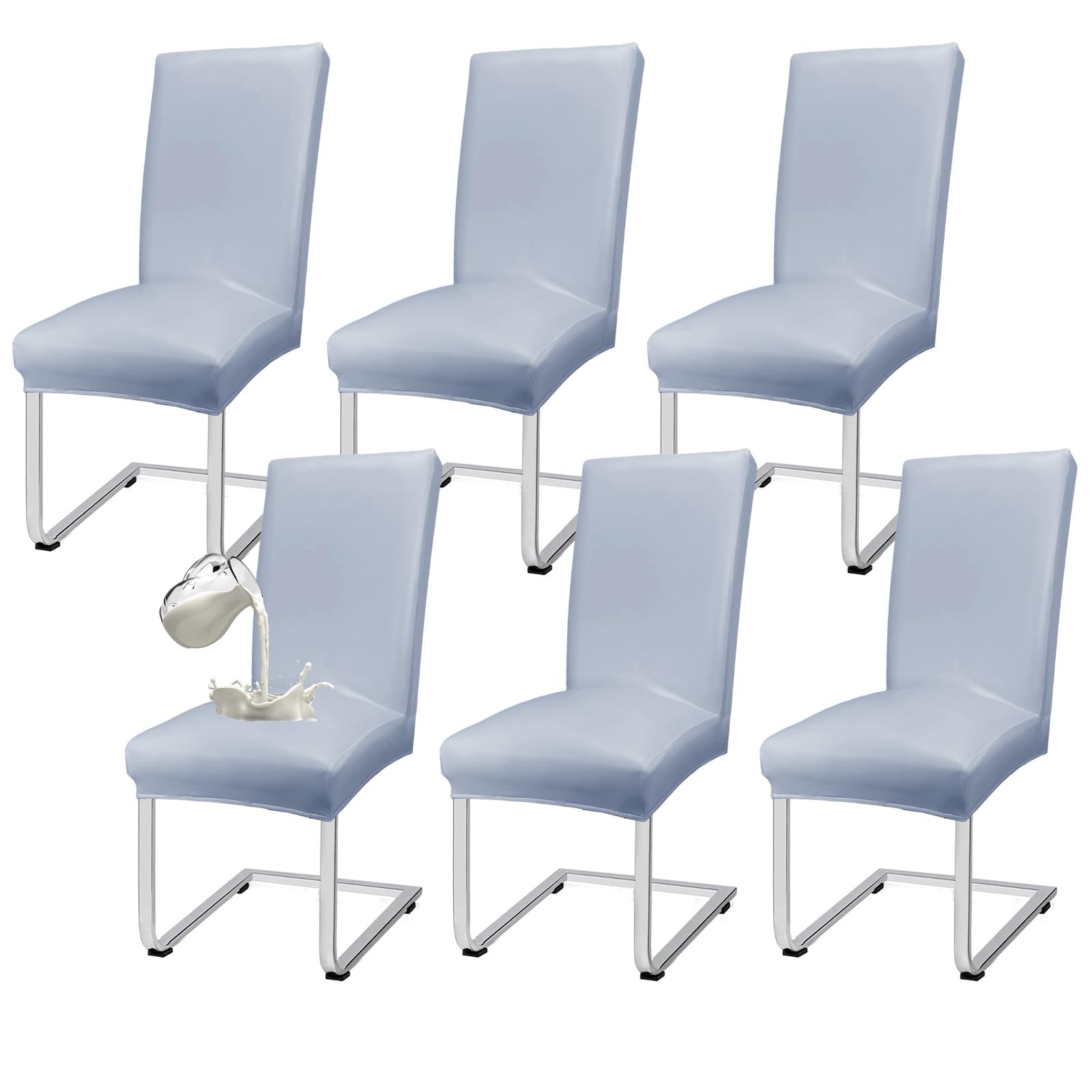 WENZMOC PU Leather Dining Chair Covers Removable 100% Waterproof Chair Covers for Dining Chairs Set of 6, Stretchy & Soft High Back Kitchen Chairs