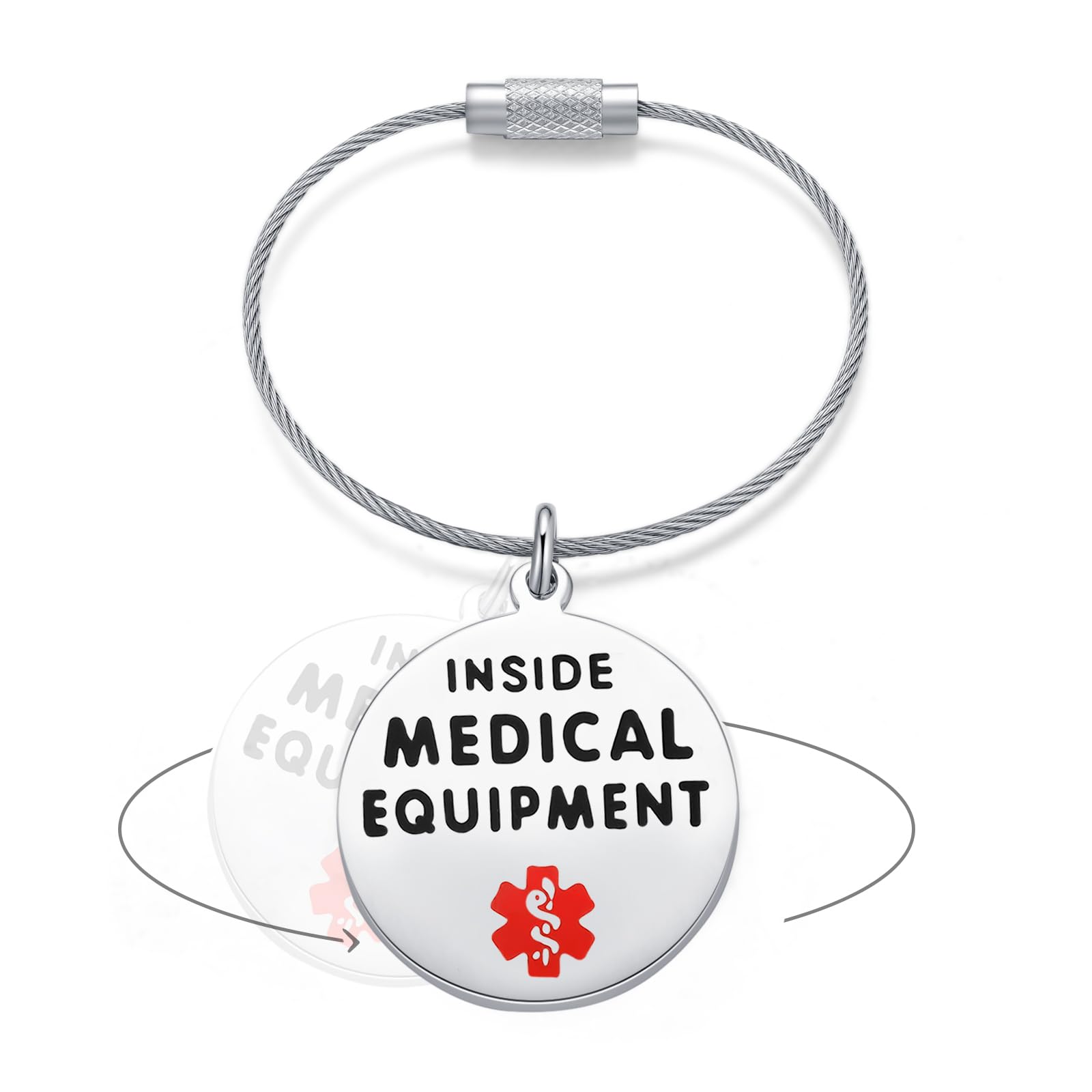 Divoti Medical Equipment Bag Tag | 1.25" Travel ID Tag with Red Alert Symbol | Dual-Sided, Pre-Engraved “Medical Equipment Inside” | Polished, Durable